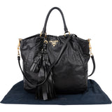 Prada Vitello Daino Leather Leather Tassel Tote Shoulder Bag