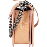 Chanel Quilted Patent Leather  Boy Single Flap Crossbody Bag