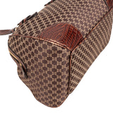 Celine Macadam Monogram Canvas Croc Optic Bowler Handbag