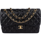 Chanel Quilted Lambskin Jumbo Double Flap Crossbody Bag