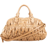 Miu Miu Matelassé Vitello Lux Leather Bowler Coffer Handbag