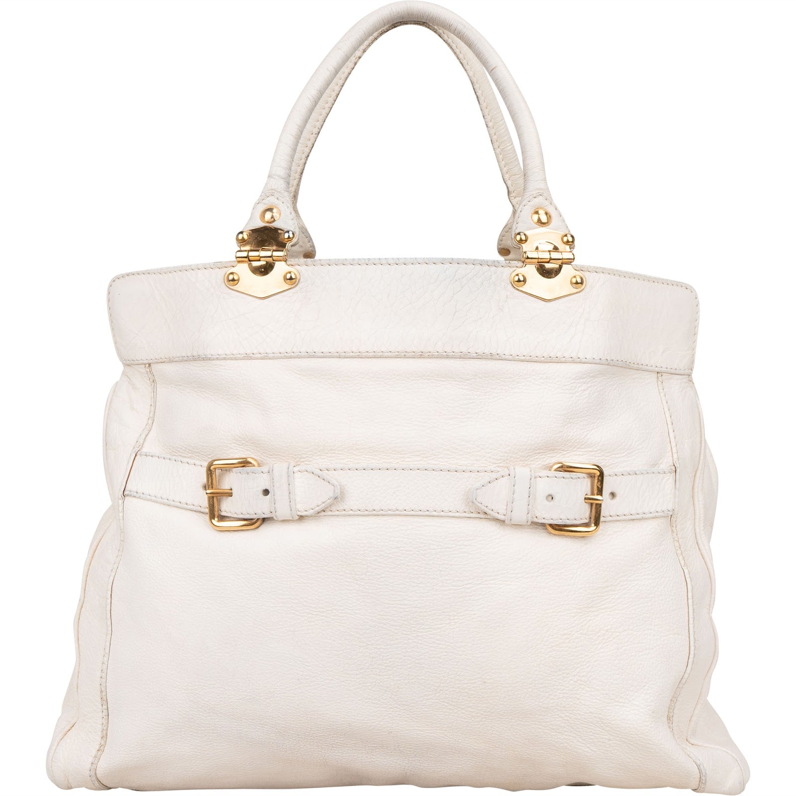 Miu Miu Blancoi Vitello Daino Satchel Handbag - vintageandkickz