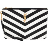 Yves Saint Laurent Chevron Quilted Monogram Leather Pouch Clutch