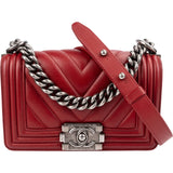 Chanel Chevron Lambskin Small Boy Single Flap Crossbody Bag