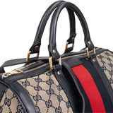 Gucci Monogram GG Canvas Web Stripe Boston 30 Handbag