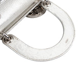 Christian Dior Metallic Silver Leather Small Lady Dior ABC Handbag