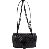 Gucci Matelassé Leather GG Black Marmont Mini Shoulder Crossbody Bag