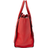 Celine Red Drummed Calfskin Luggage Handbag