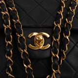 Chanel Quilted Lambskin Medium 24K Gold Double Flap Shoulder Bag