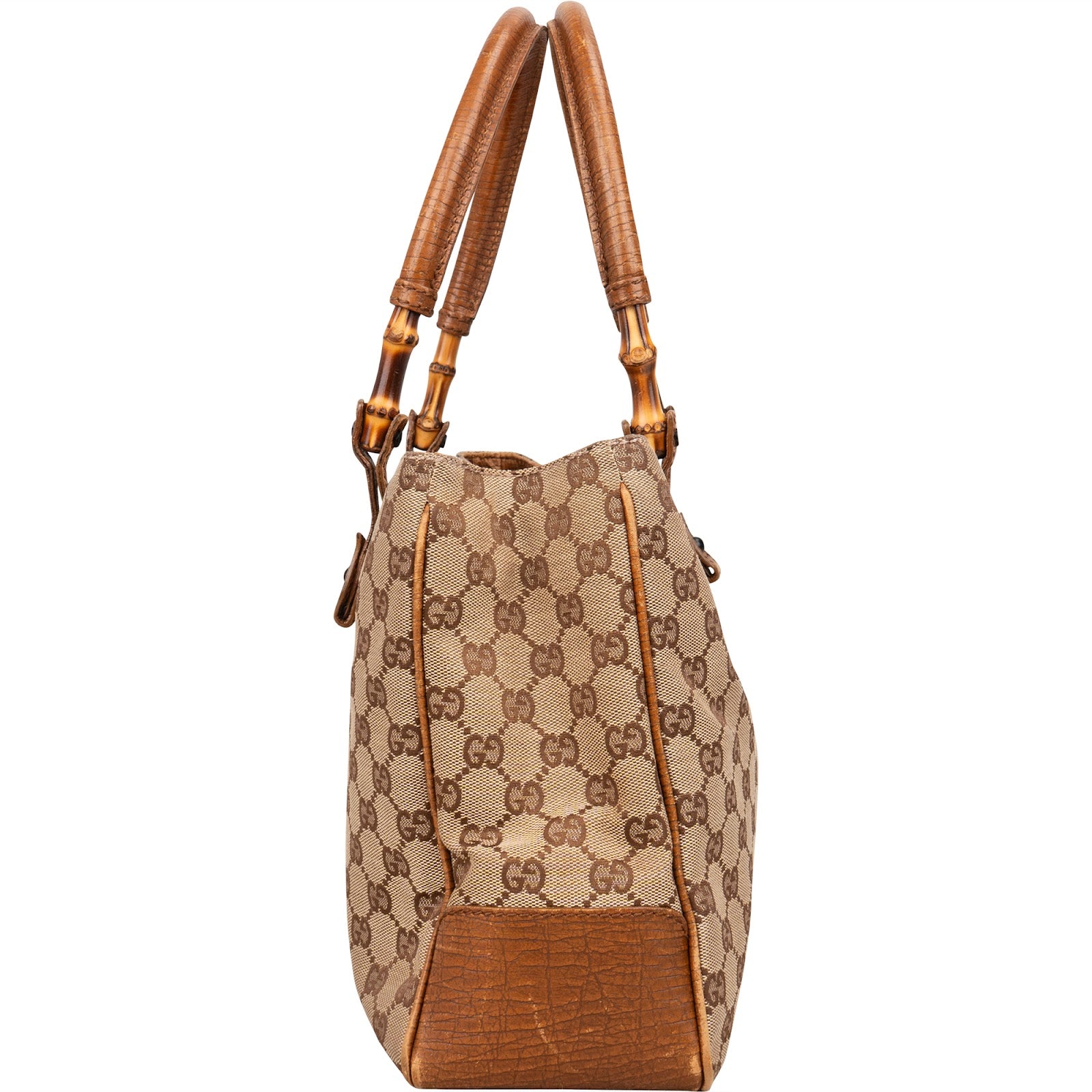 Gucci Monogram GG Bamboo Handbag - vintageandkickz