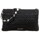 Miu Miu Matelassé Nappa Leather Crystal Shoulder Bag