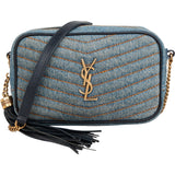 Saint Laurent Chevron Denim Lou Camera Crossbody Bag