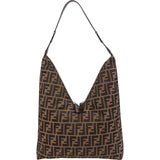 Fendi Monogram FF Zucca Canvas Diagonal Triangle Zip Large Shoulder Bag