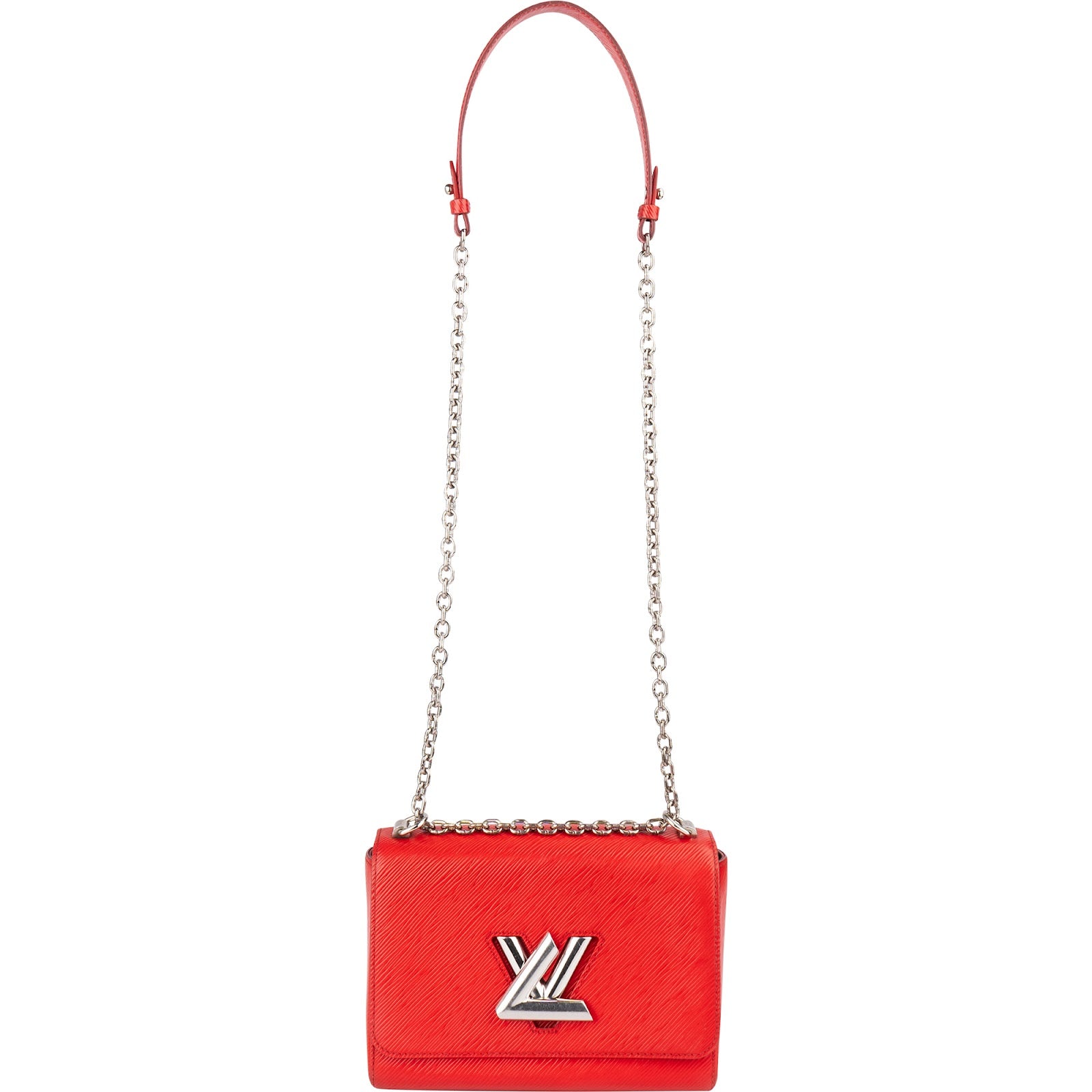 [🔄️B08 / F34] Louis Vuitton Red Epi Leather Twist MM Crossbody Bag - vintageandkickz
