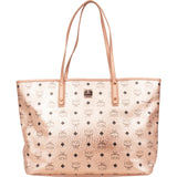 MCM Metallic Monogram Visetos Studded Liz Shopper Shoulder Bag