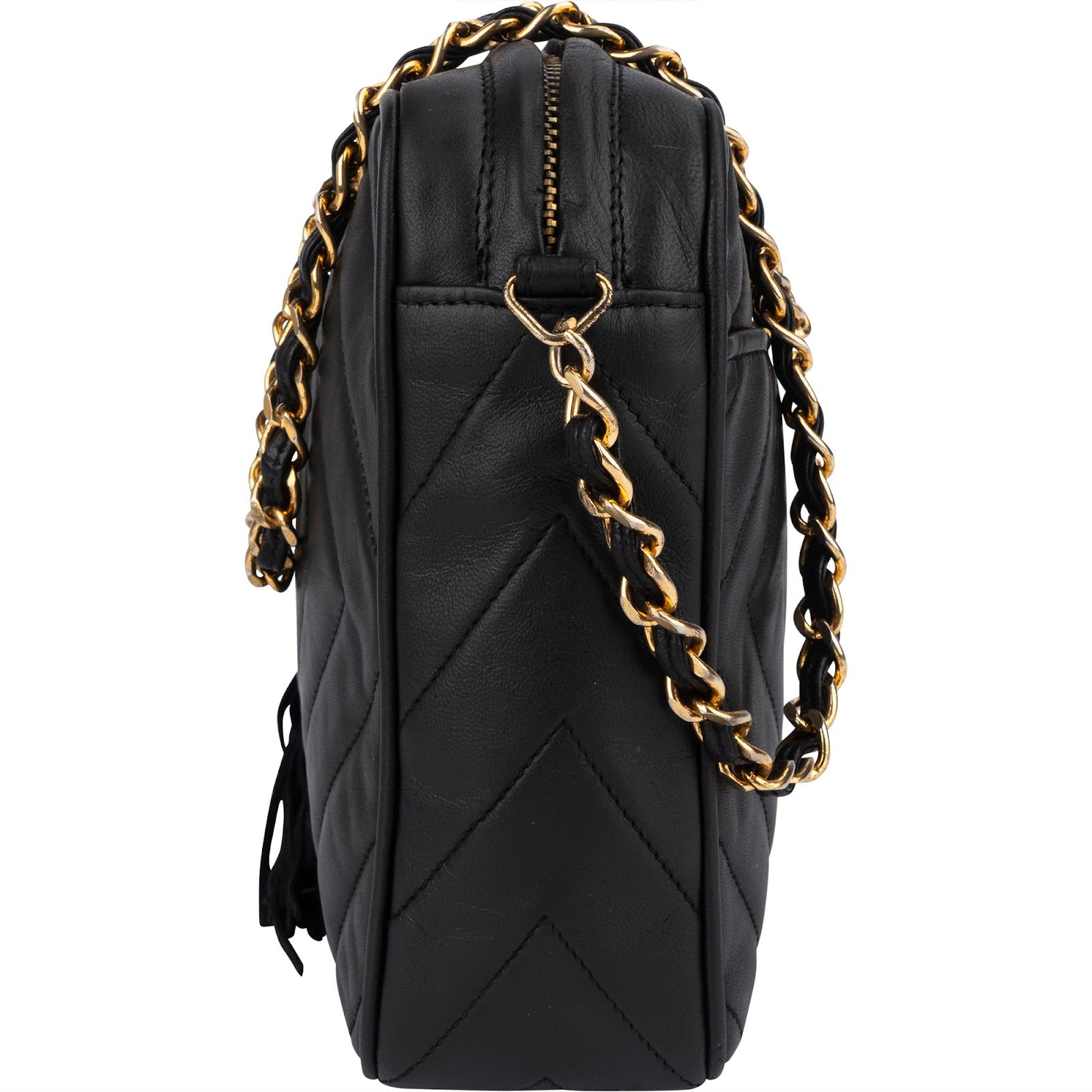 Chanel Quilted Lambskin Chevron Camera Crossbody Bag - vintageandkickz