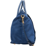 Prada Blue Tessuto Saffiano Triangle Tote Crossbody Handbag