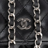 Chanel Quilted Lambskin Palladium Wallet On Chain Crossbody Bag