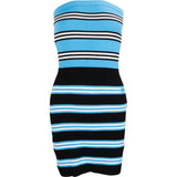 Chanel Blue & Black Striped Cotton Knit Bandeau Short Dress (FR36 / DE34)
