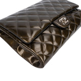 Chanel Quilted Patent Leather Palladium Single Flap Shoulder Bag