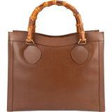 Gucci Brown Pebbled Leather Bamboo Top Handle Tote Handbag