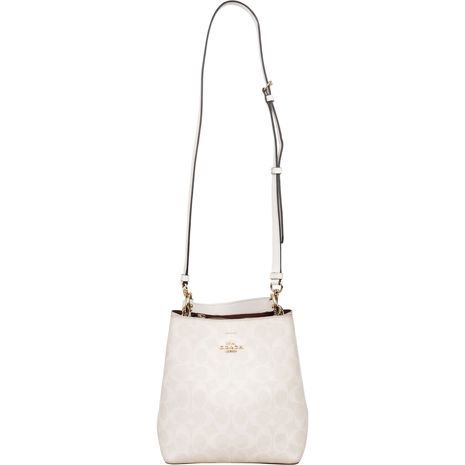Coach White Monogram Mollie Bucket Handbag - vintageandkickz