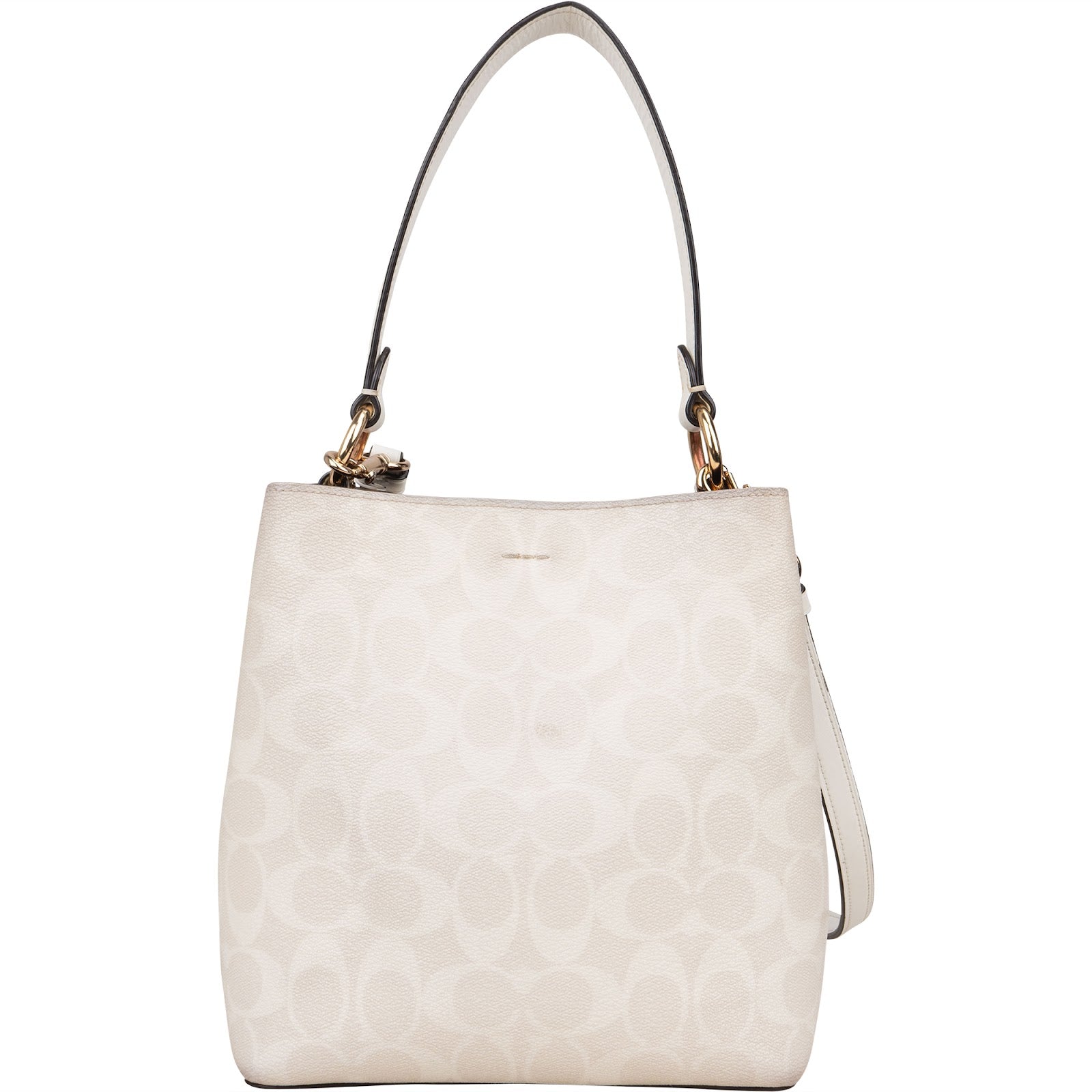 Coach White Monogram Mollie Bucket Handbag - vintageandkickz