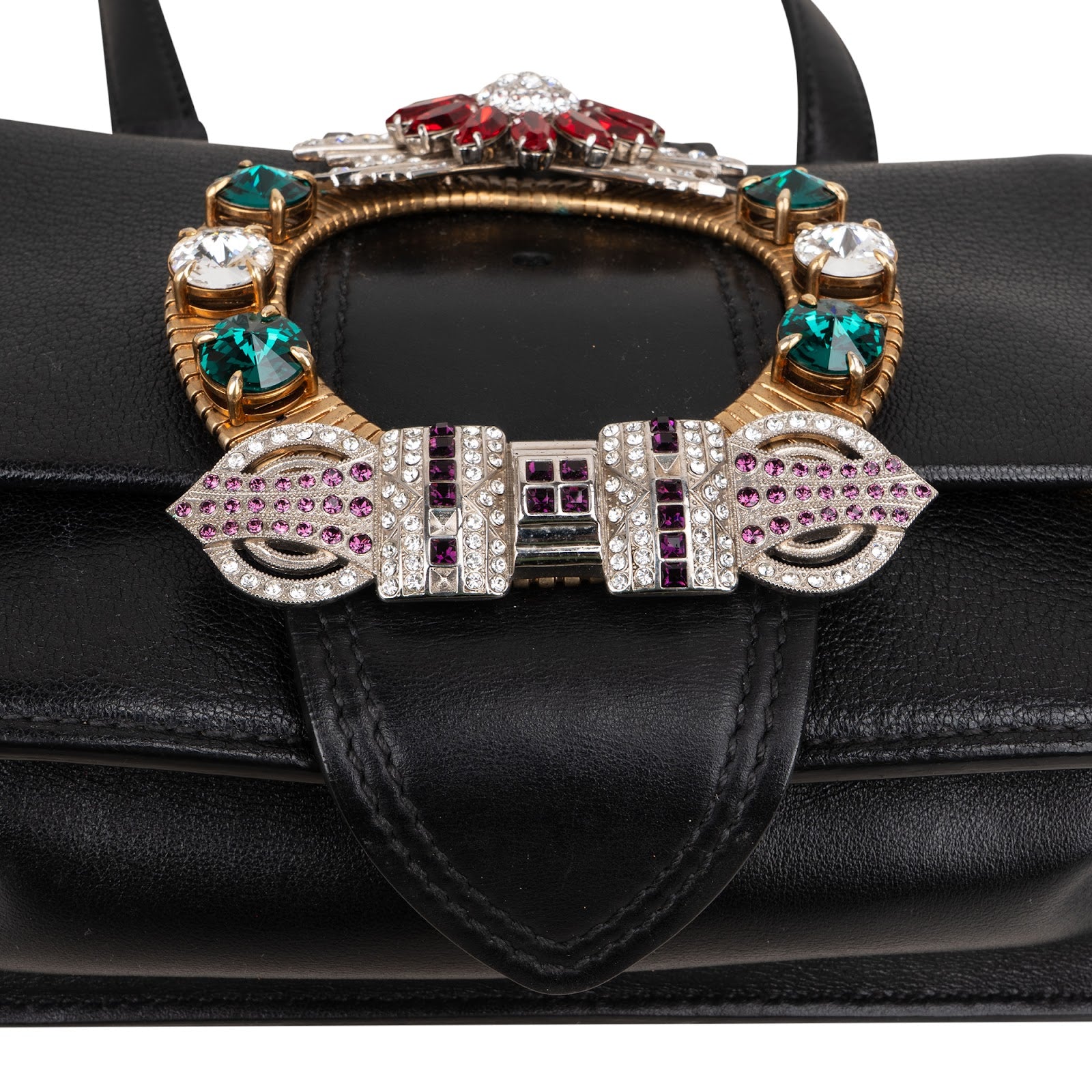 Miu Miu Madras Crystal Leather Crossbody Bag - vintageandkickz
