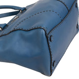 Prada Blue Stitched Calfskin Twin City Shopper Handbag