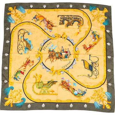 Hermès Plumes et Grelots Silk Carre 90 Scarf Tuch