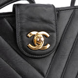 Chanel Quilted Lambskin 24K Gold Vintage Chevron V-Stitch Shoulder Bag