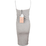 Miu Miu Grey Ribbed-Knit Cotton Emblem Sleeveless Top Dress (M-L)