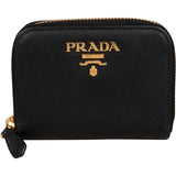 Prada Saffiano Leather Small Zip Around Coin Purse Wallet