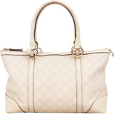Gucci GG White Leather Guccissima Twin Heart Handbag