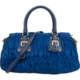 Prada Blue Tessuto Gaufre Satchel Handbag