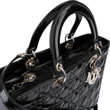 Christian Dior Patent Cannage Leather Large Lady Dior Handbag