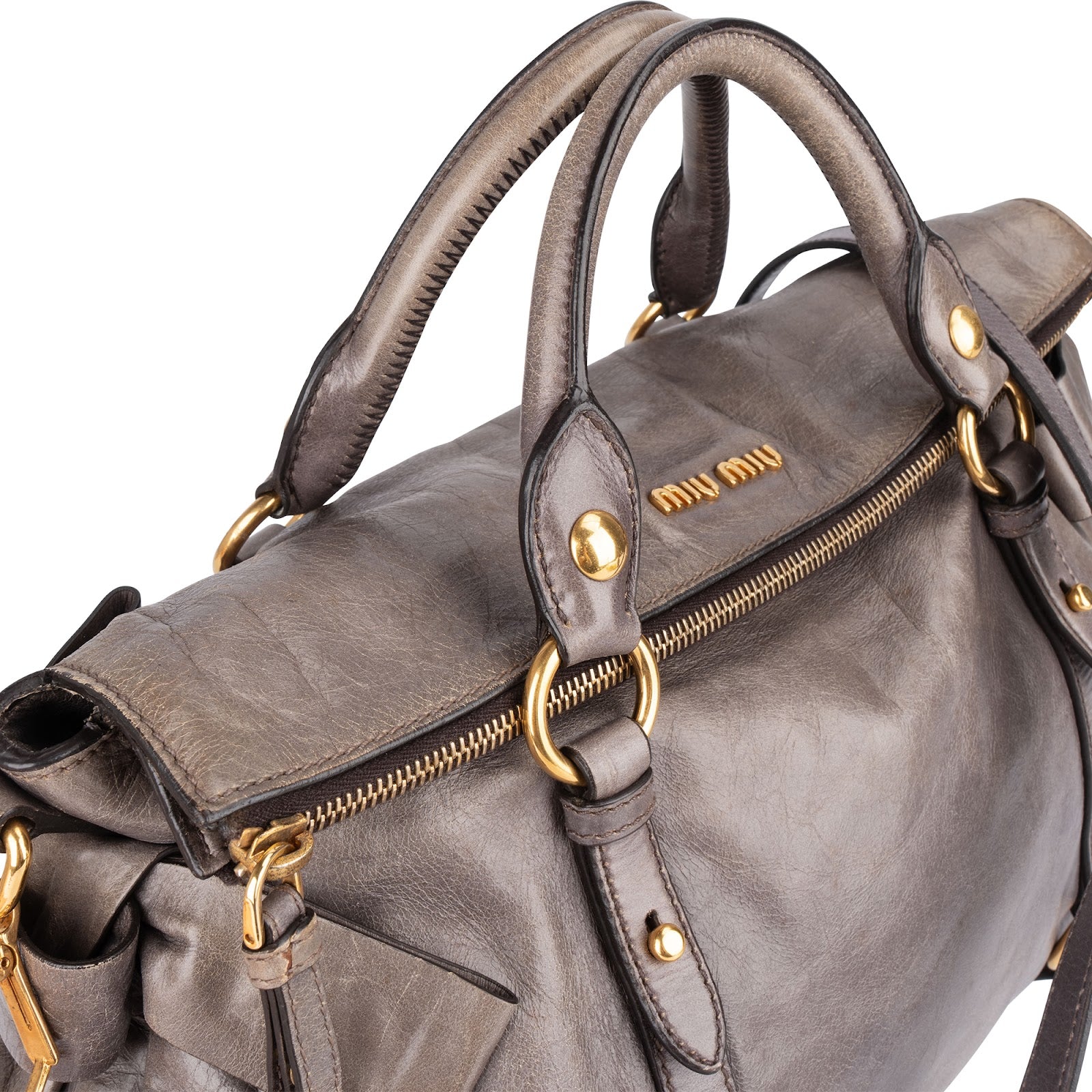 Miu Miu Vitello Lux Leather City Handbag - vintageandkickz