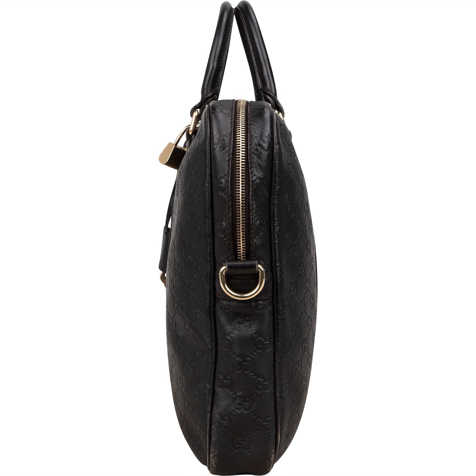 Gucci Black Guccissima Leather Business Handbag - vintageandkickz