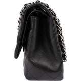 Chanel Quilted Lambskin Palladium Jumbo Double Flap Crossbody Bag