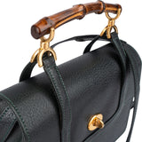 Gucci Grained Leather Bamboo Top Handle Turnlock Crossbody Handbag