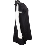 Fendi Black Wool Leather Bow Shoulder Shift Short Sleeve Dress (IT38)