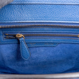 Céline Blue Drummed Calfskin Micro Luggage Handbag