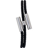 Hermès Noir Leather Le Bijou Fantaisie Tournis Tresse Double Tour Bracelet