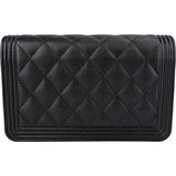 Chanel Quilted Caviar Leather Boy Wallet On Chain Crossbody Bag