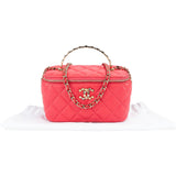 Chanel Quilted Lambskin Crystal Emblem CC Vanity Case Crossbody Bag