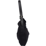 Fendi Black Cotton Baguette Buckel Shoulder Bag