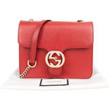 Gucci Pebbled Leather Interlocking GG Small Crossbody Bag