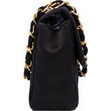 Chanel Black Quilted Satin 24K Gold Mini Single Flap Crossbody Bag