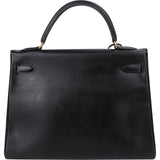 Hermès Noir Box Calf Leather Kelly 32 Handbag