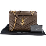 Yves Saint Laurent Brown Quilted Leather Loulou Crossbody Bag